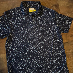 Men's NICKLAUS Navy Light Blue Patterned Polo Shirt M